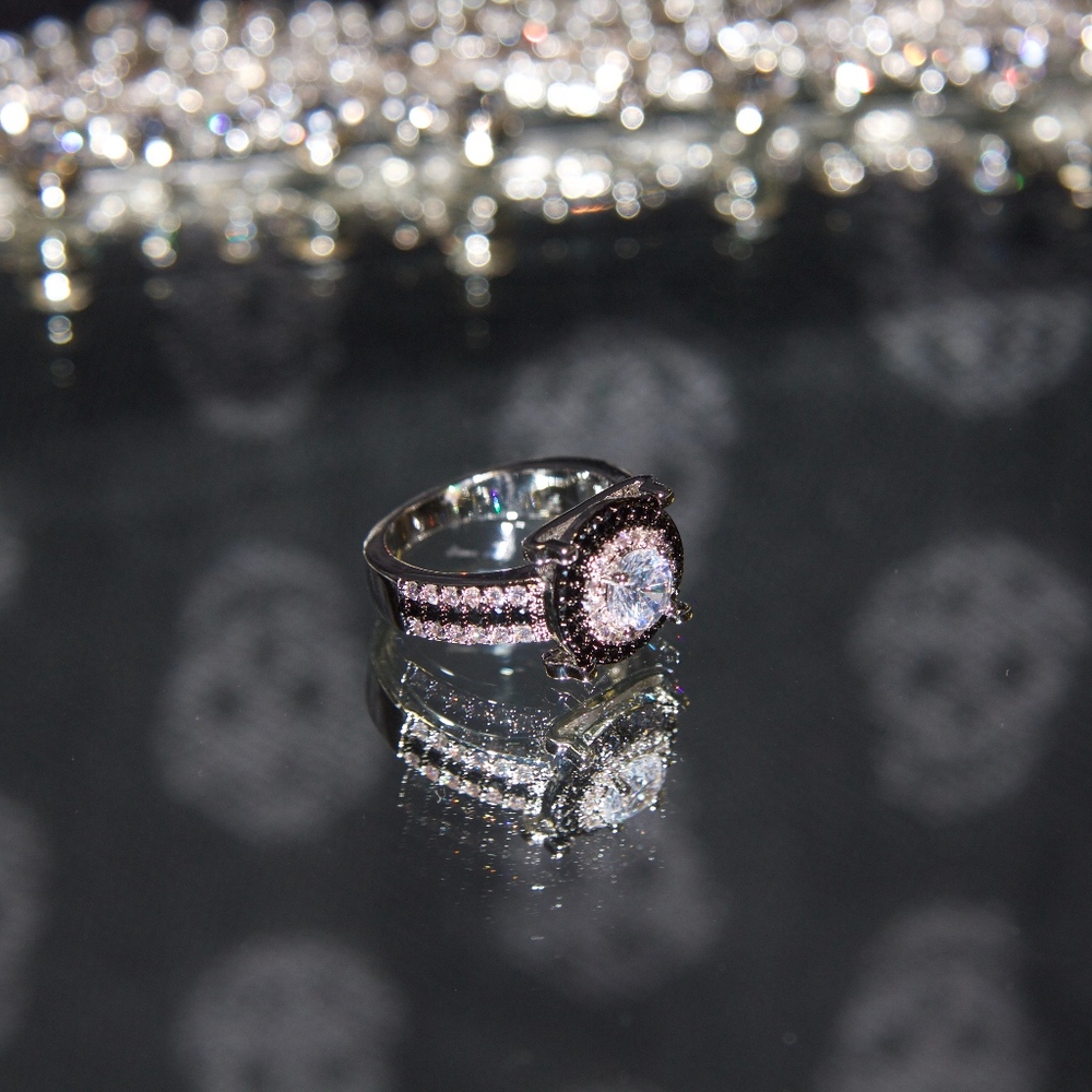 Two Tone Gold Dipped Halo Swarovski Ring - image 6